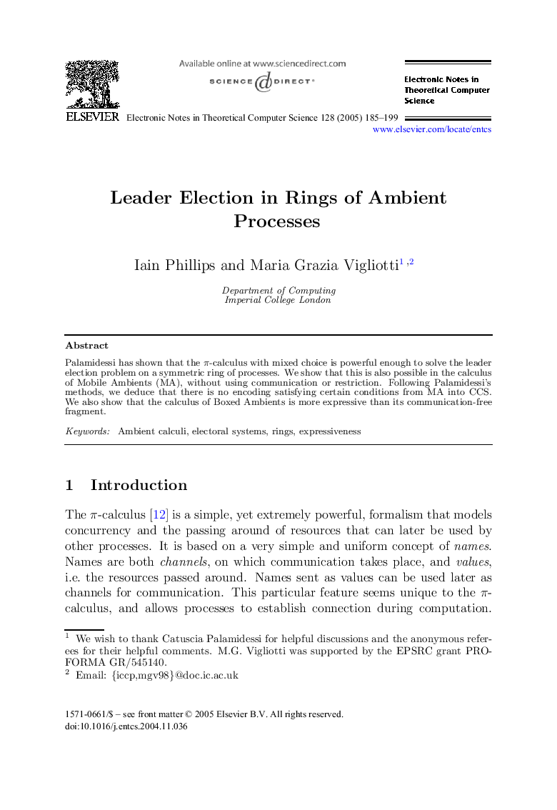 Leader Election in Rings of Ambient Processes