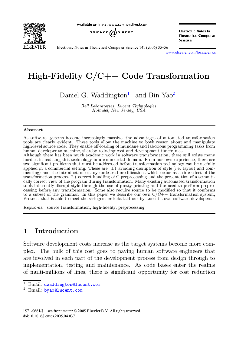 High-Fidelity C/C++ Code Transformation