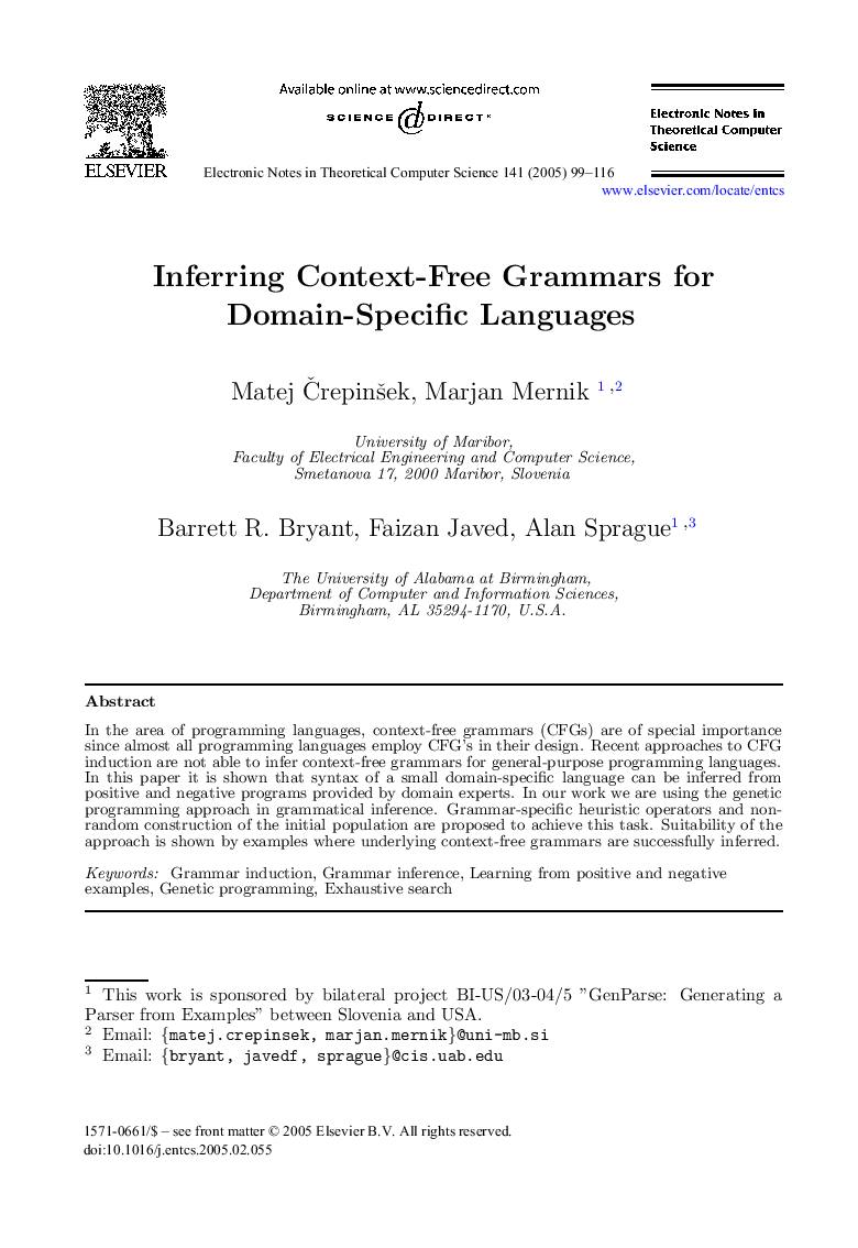 Inferring Context-Free Grammars for Domain-Specific Languages