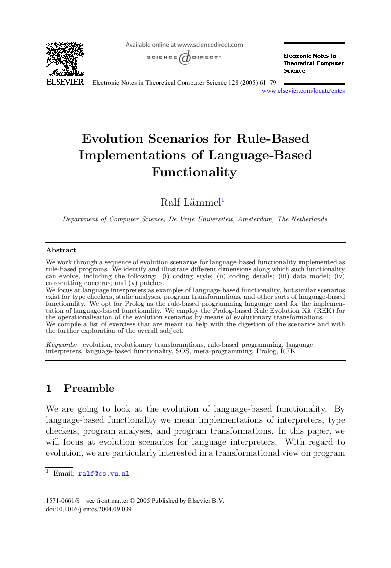 Evolution Scenarios for Rule-Based Implementations of Language-Based Functionality