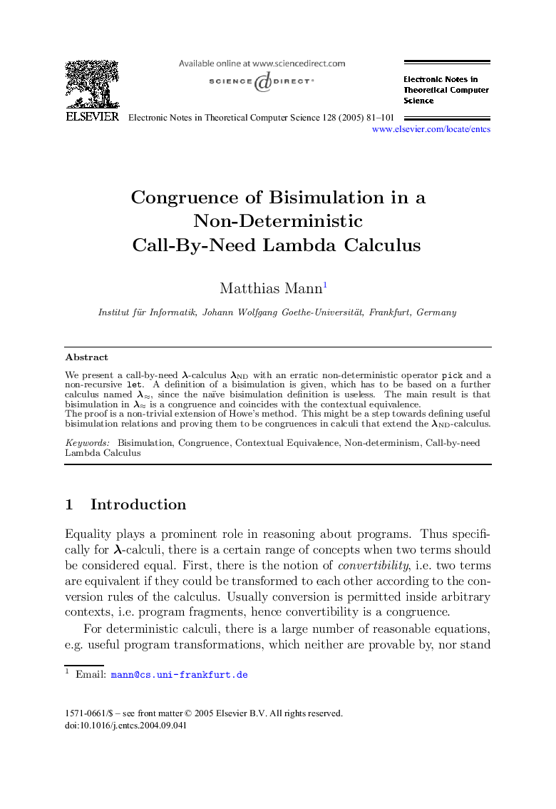 Congruence of Bisimulation in a Non-Deterministic Call-By-Need Lambda Calculus