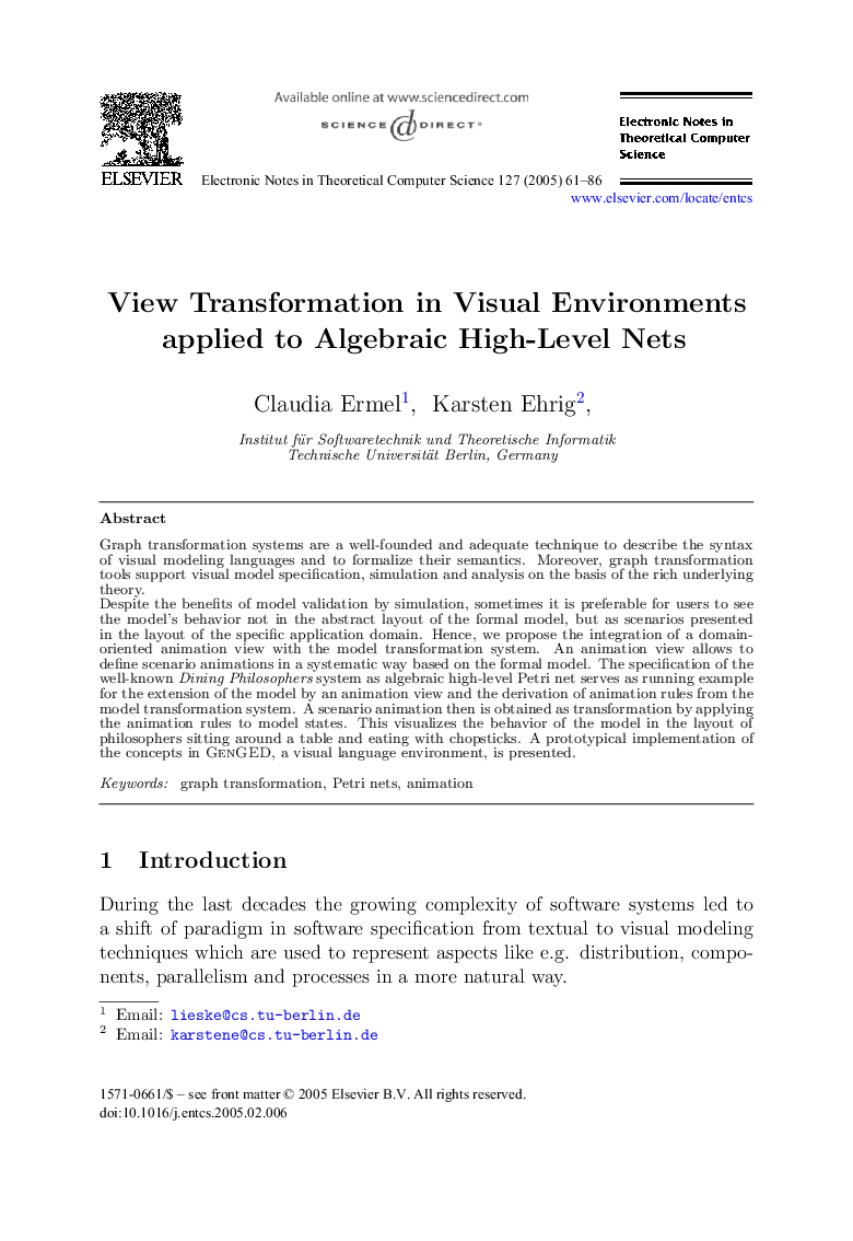 View Transformation in Visual Environments applied to Algebraic High-Level Nets