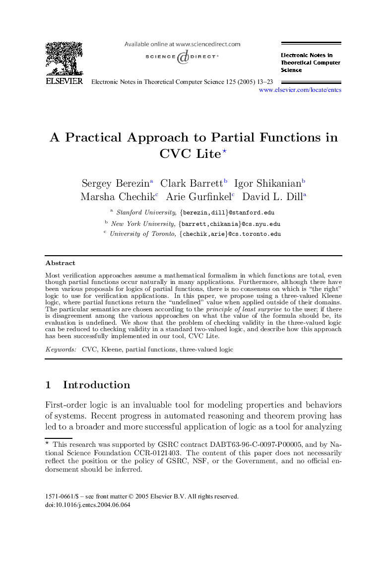 A Practical Approach to Partial Functions in CVC Lite