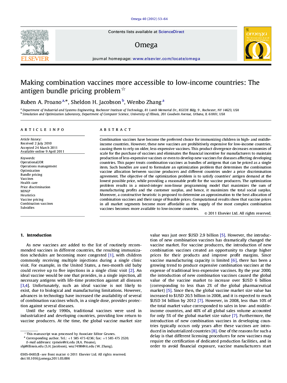 Making combination vaccines more accessible to low-income countries: The antigen bundle pricing problem 