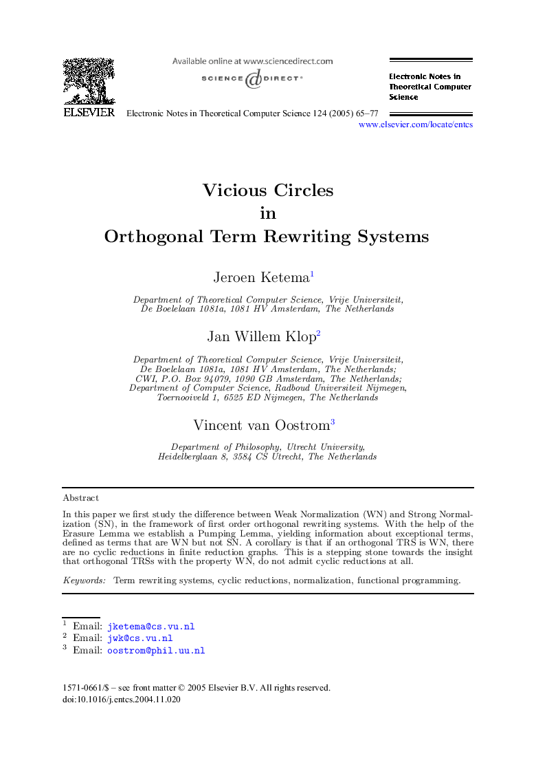 Vicious Circles in Orthogonal Term Rewriting Systems