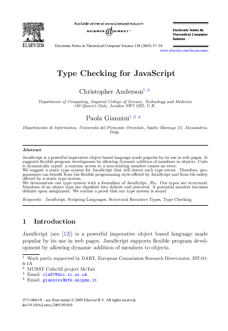 Type Checking for JavaScript