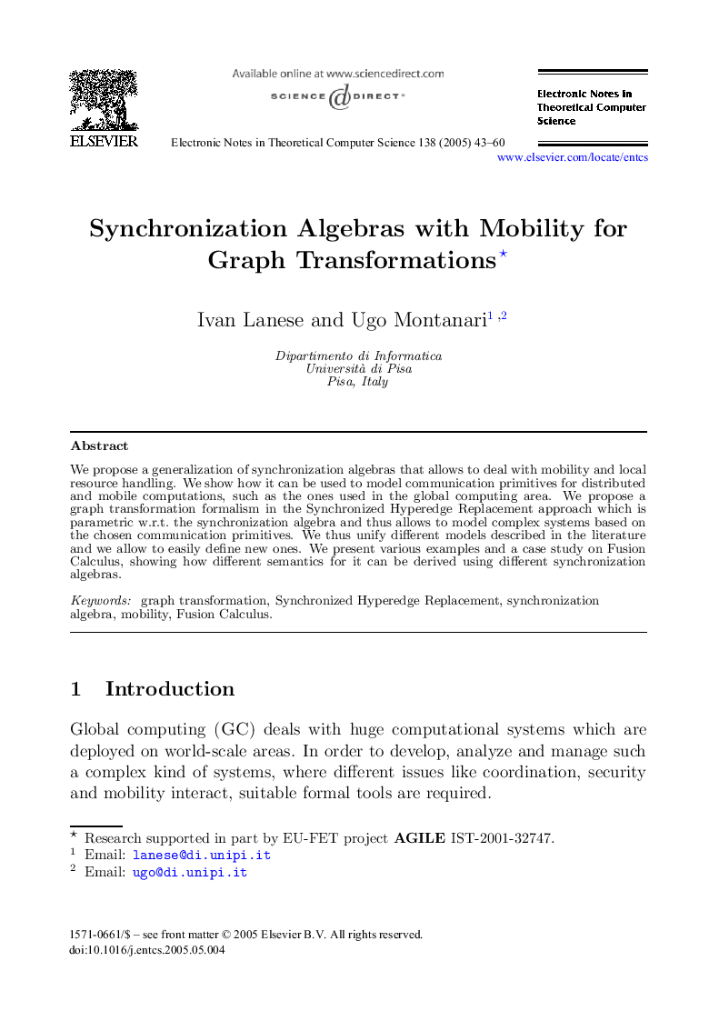 Synchronization Algebras with Mobility for Graph Transformations