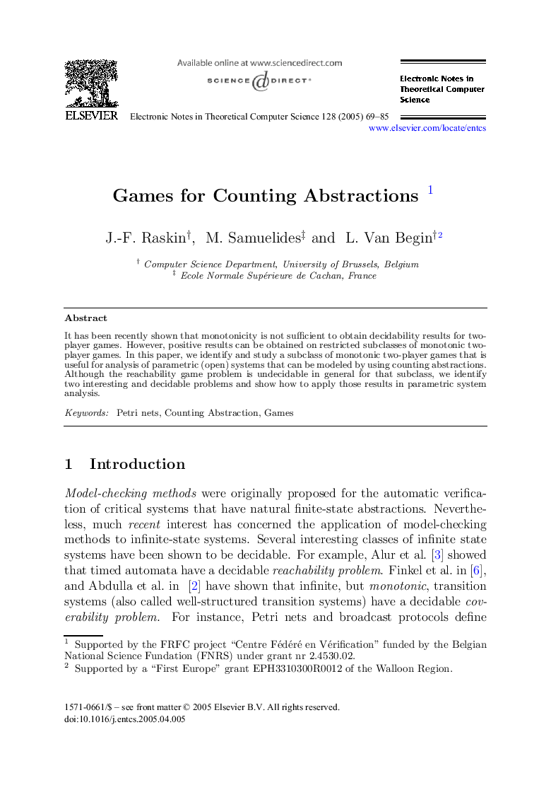 Games for Counting Abstractions