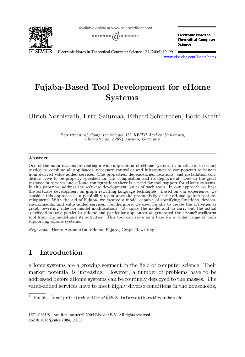 Fujaba-Based Tool Development for eHome Systems