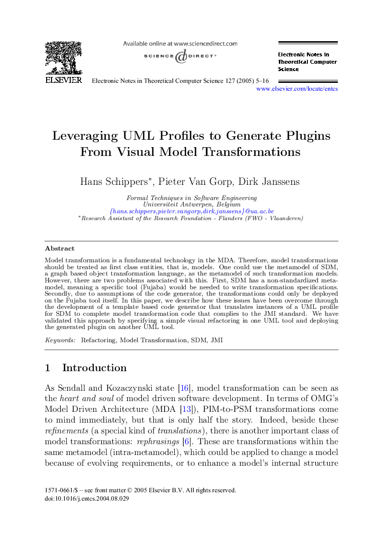 Leveraging UML Profiles to Generate Plugins From Visual Model Transformations