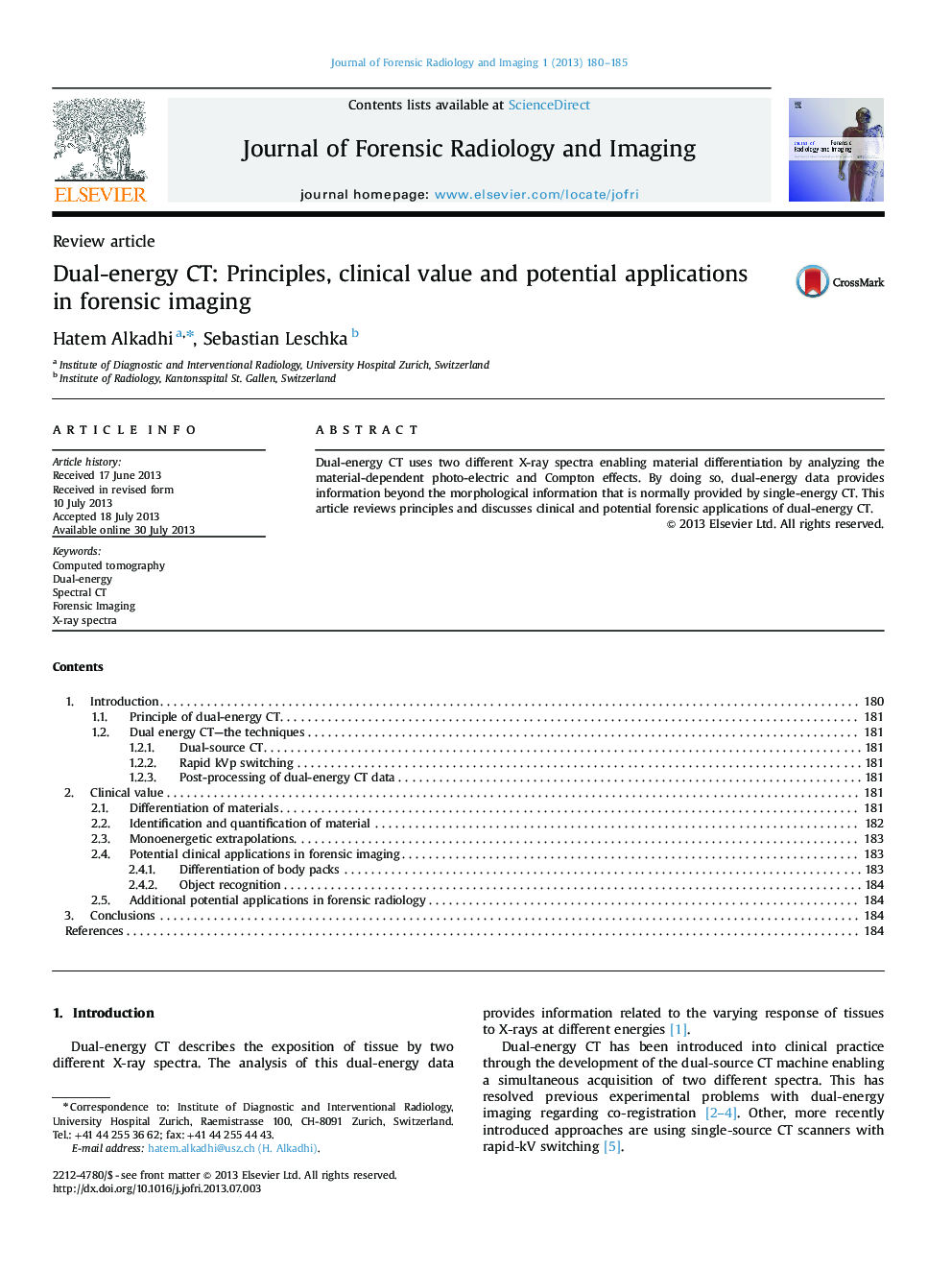 Dual-energy CT: Principles, clinical value and potential applications in forensic imaging