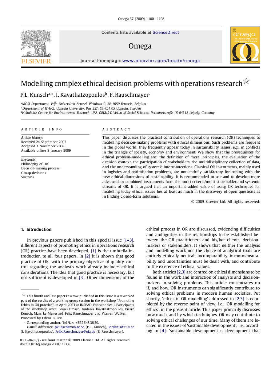 Modelling complex ethical decision problems with operations research