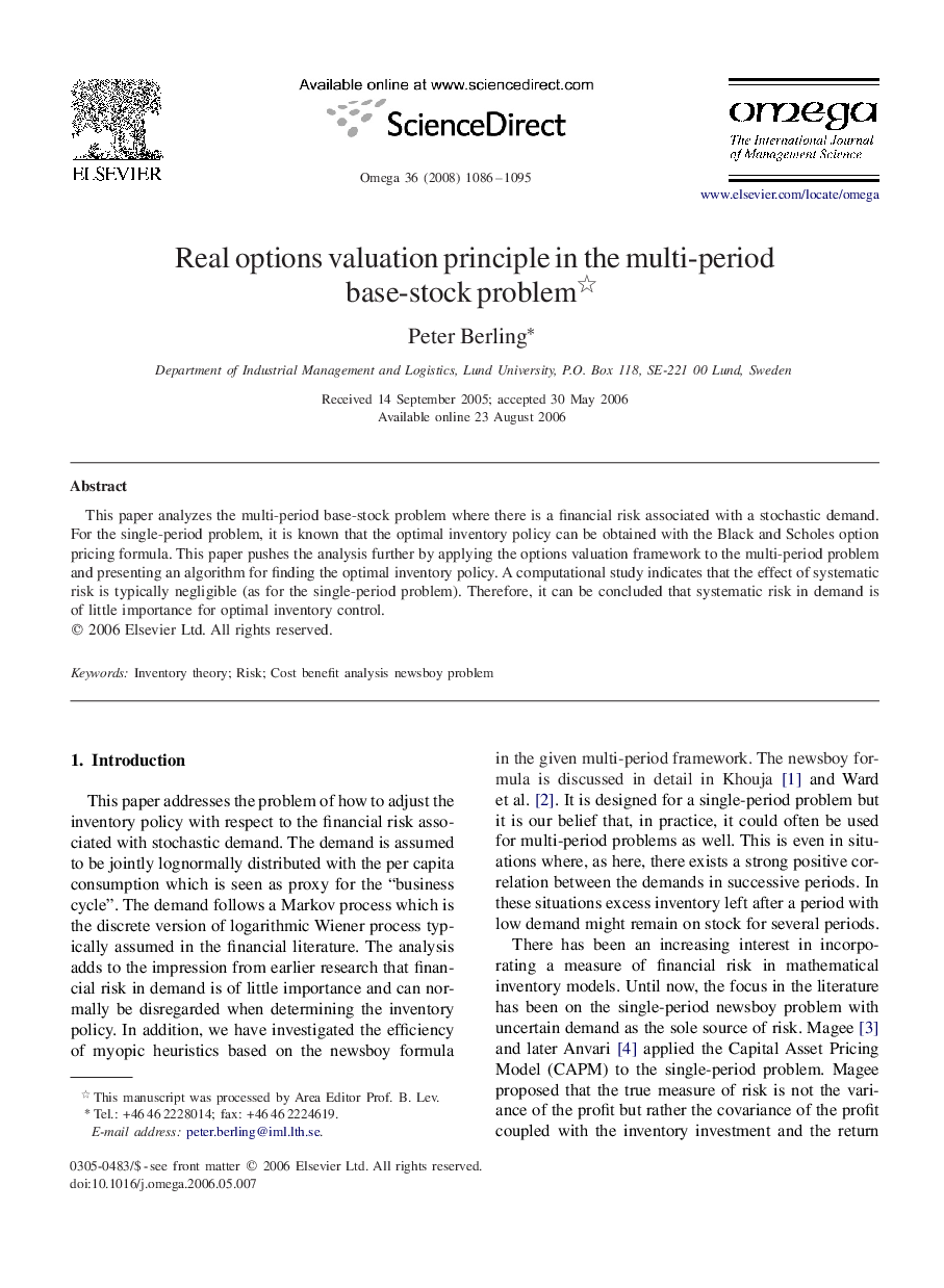 Real options valuation principle in the multi-period base-stock problem 