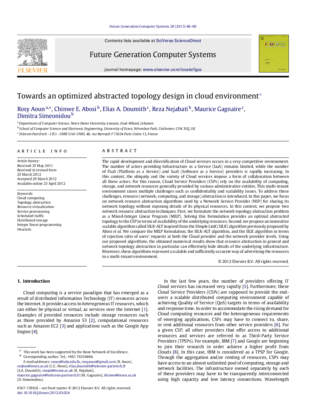 Towards an optimized abstracted topology design in cloud environment