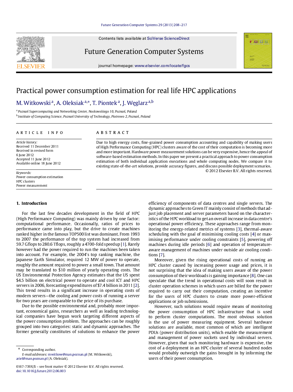 Practical power consumption estimation for real life HPC applications