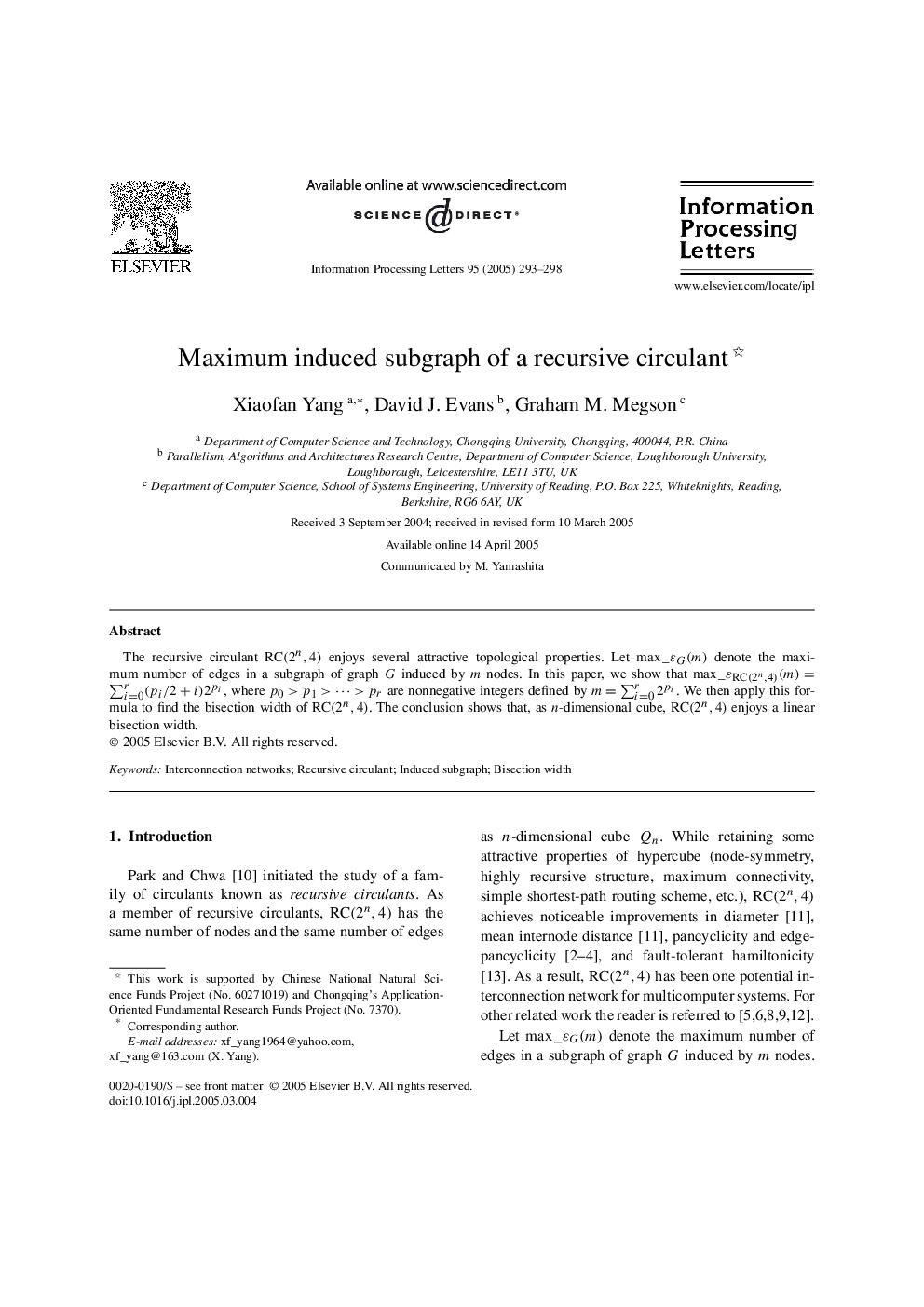 Maximum induced subgraph of a recursive circulant