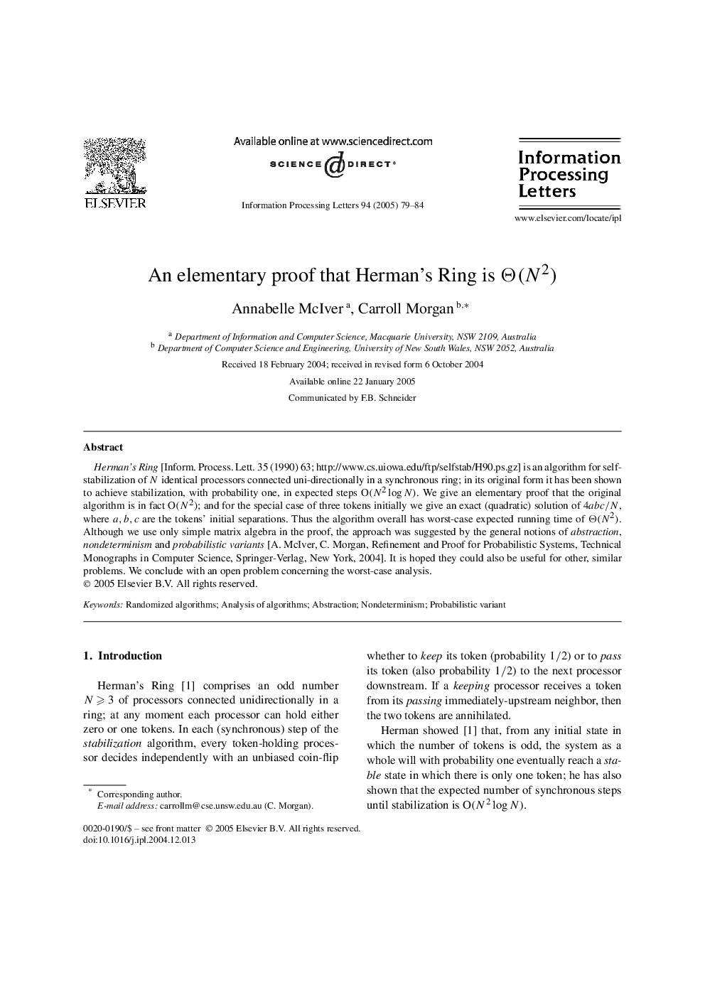 An elementary proof that Herman's Ring is Î(N2)