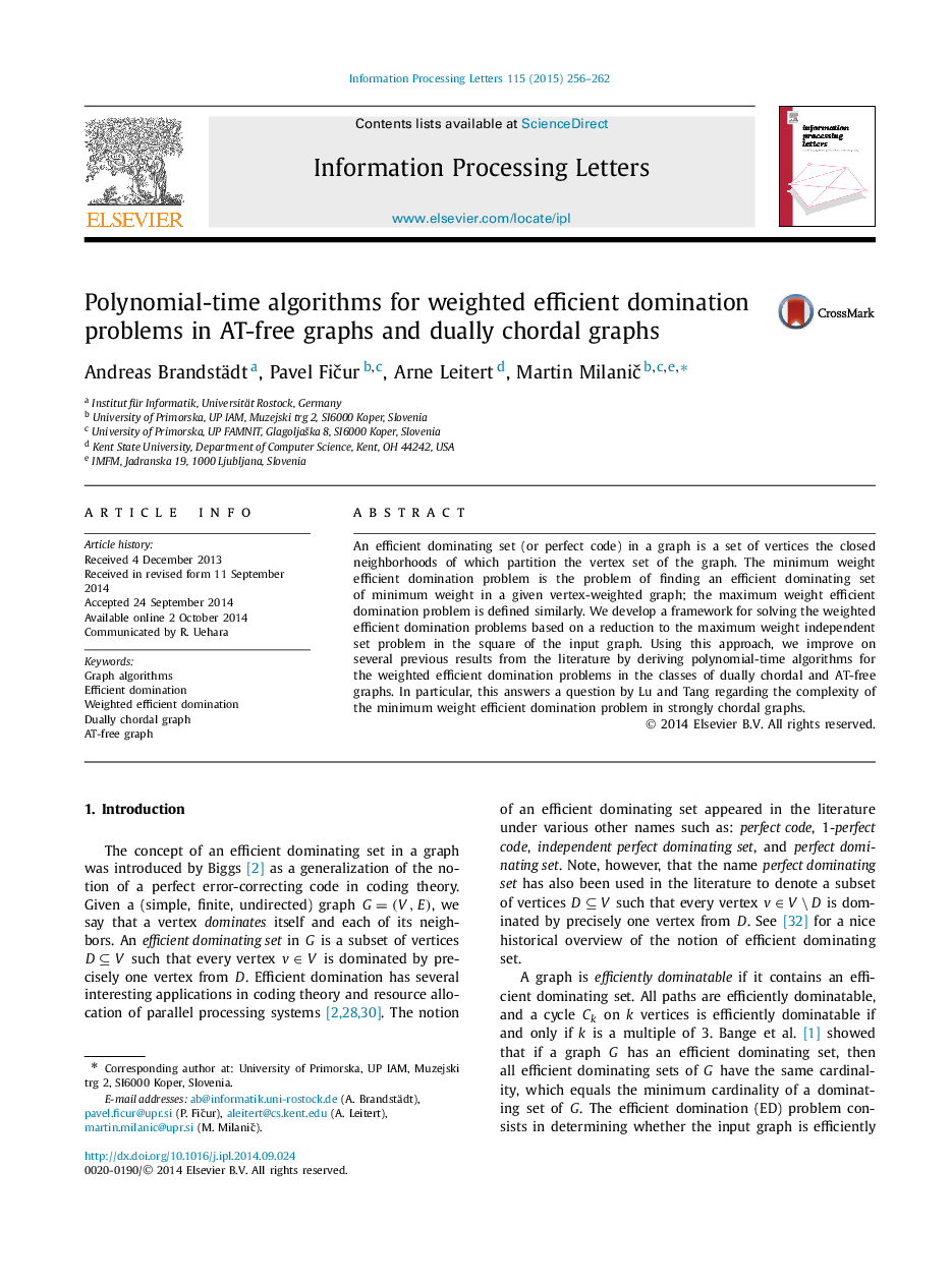 Polynomial-time algorithms for weighted efficient domination problems in AT-free graphs and dually chordal graphs