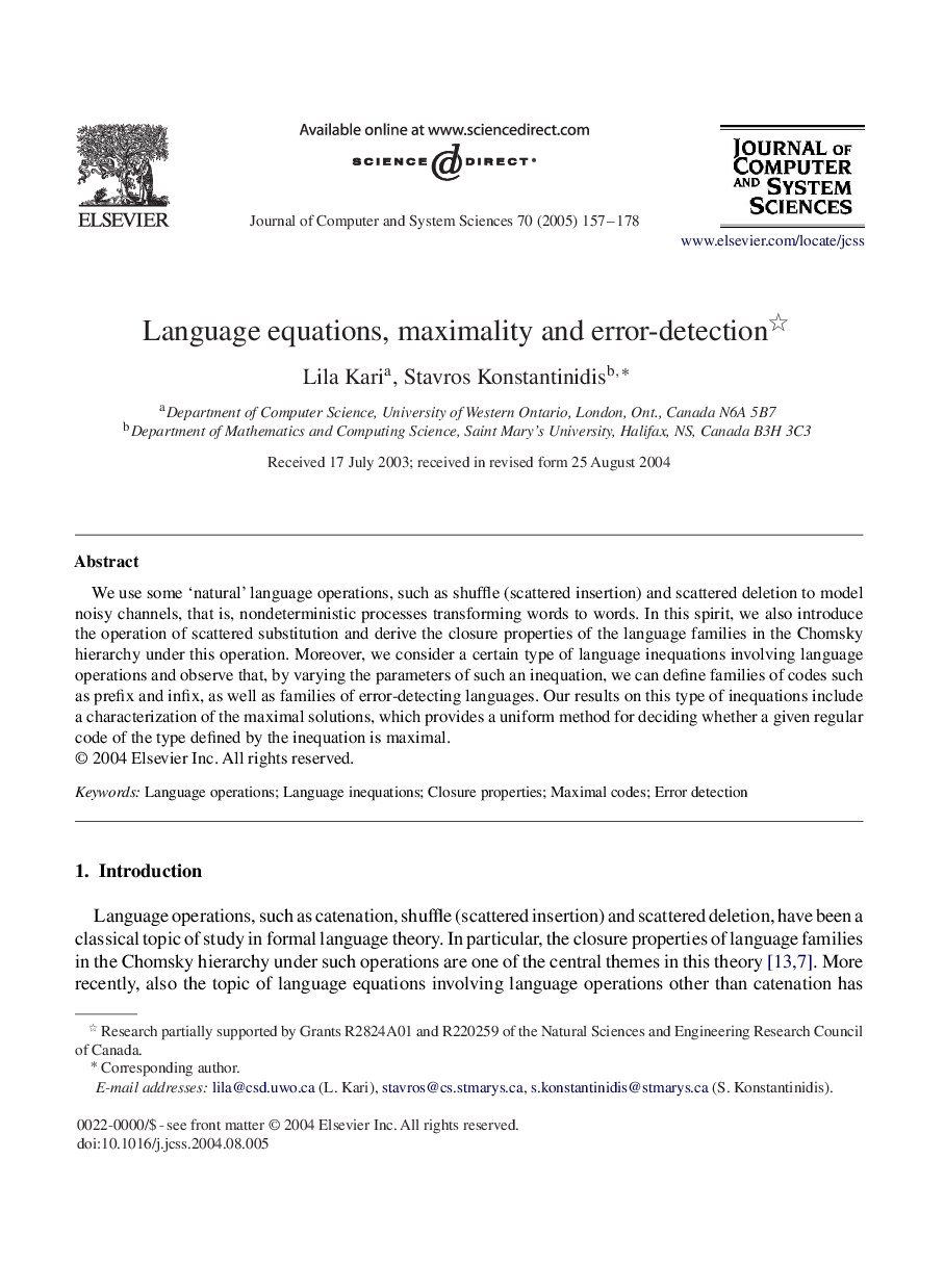 Language equations, maximality and error-detection