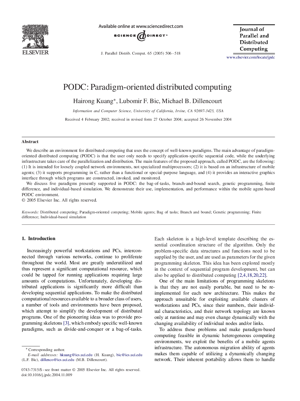 PODC: Paradigm-oriented distributed computing