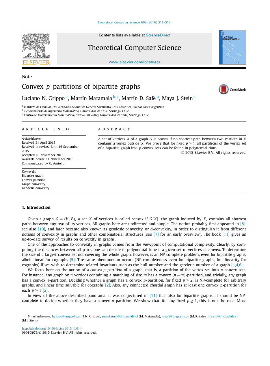 Convex p-partitions of bipartite graphs