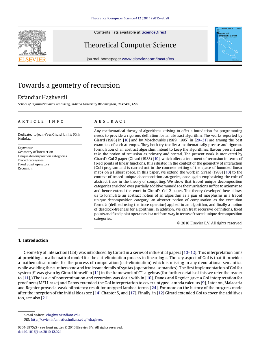 Towards a geometry of recursion