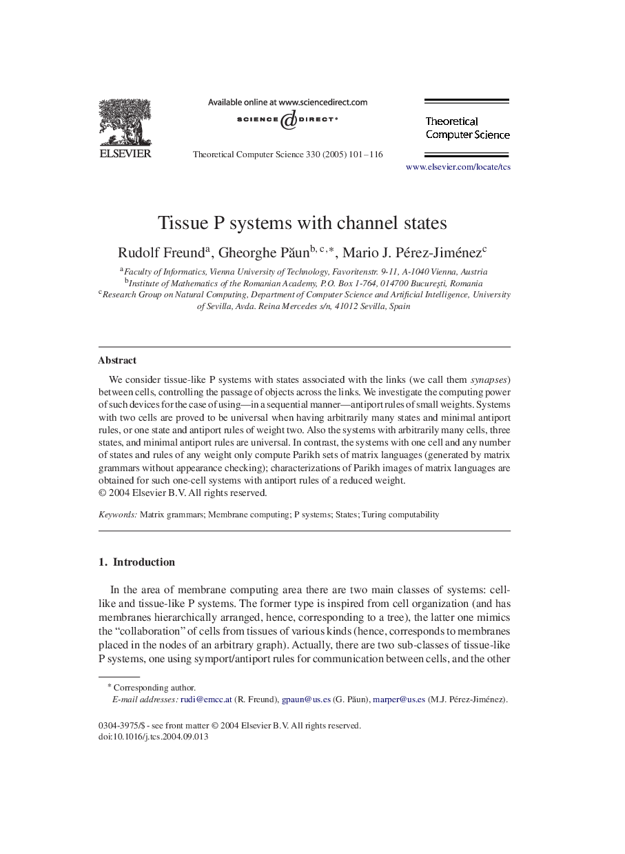 Tissue P systems with channel states