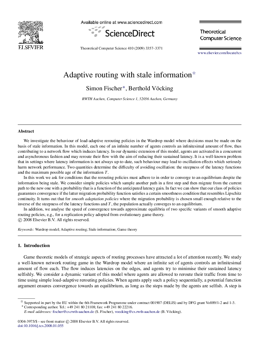 Adaptive routing with stale information