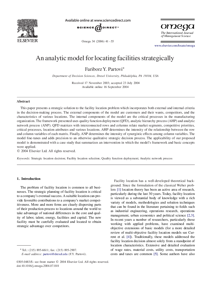 An analytic model for locating facilities strategically