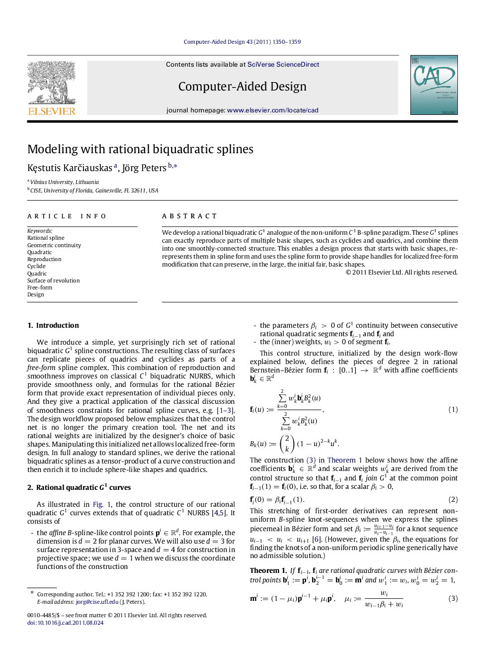 Modeling with rational biquadratic splines