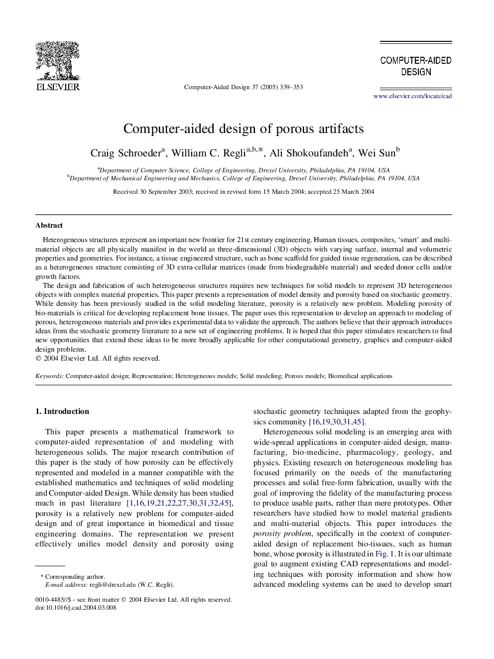 Computer-aided design of porous artifacts