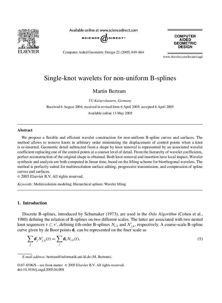 Single-knot wavelets for non-uniform B-splines