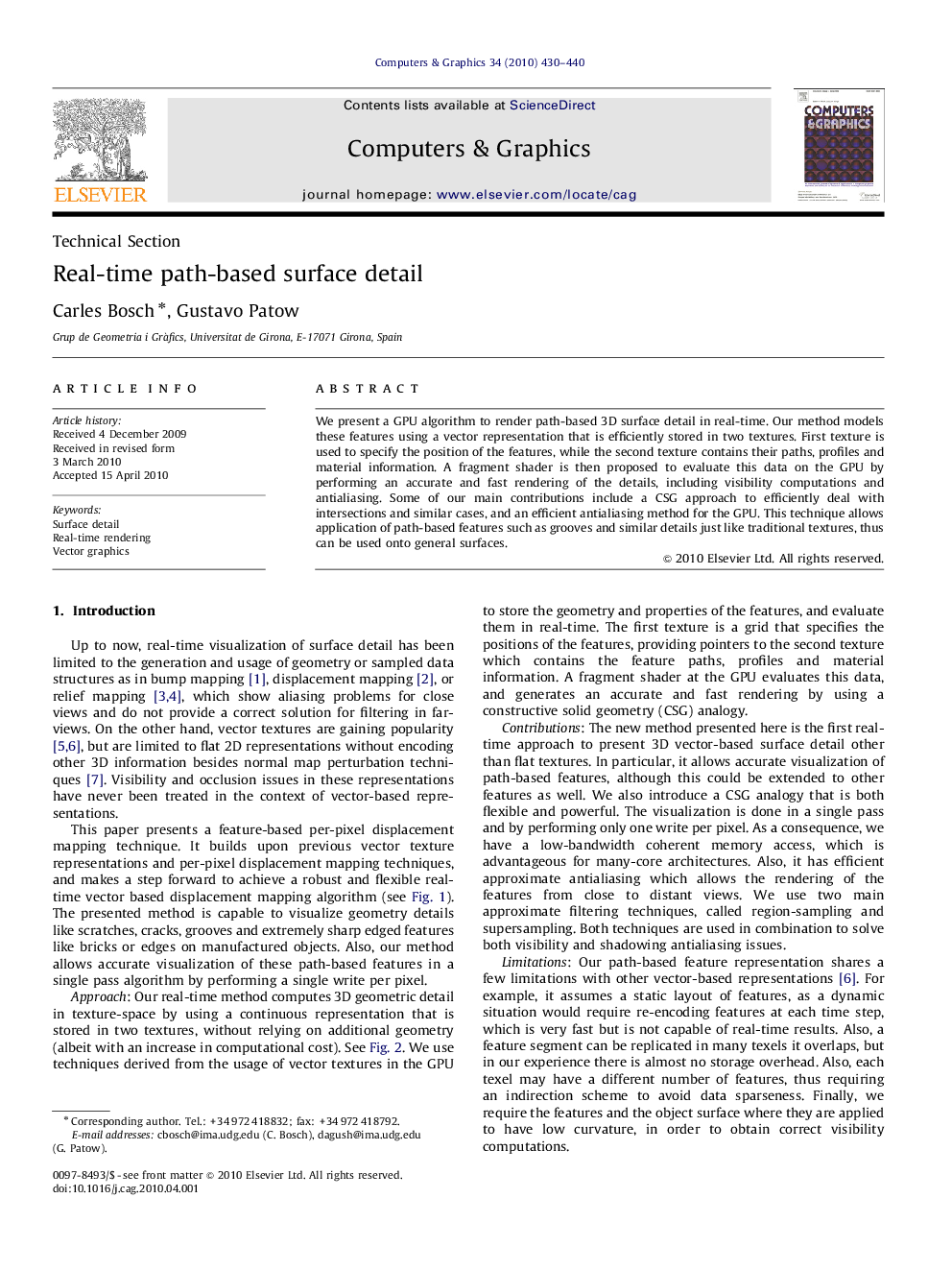 Real-time path-based surface detail