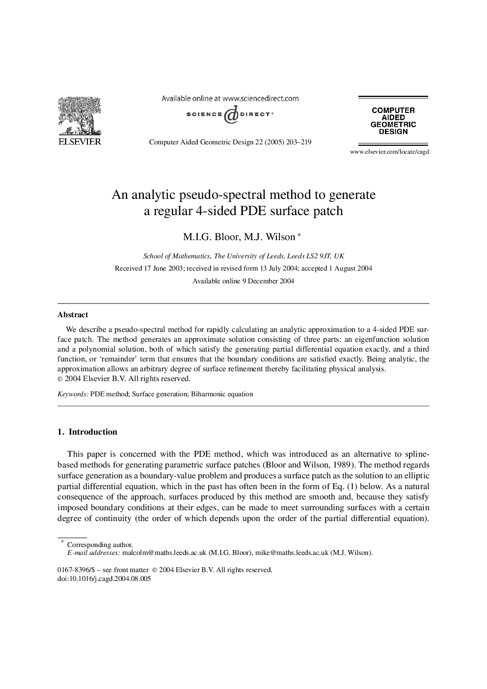 An analytic pseudo-spectral method to generate a regular 4-sided PDE surface patch