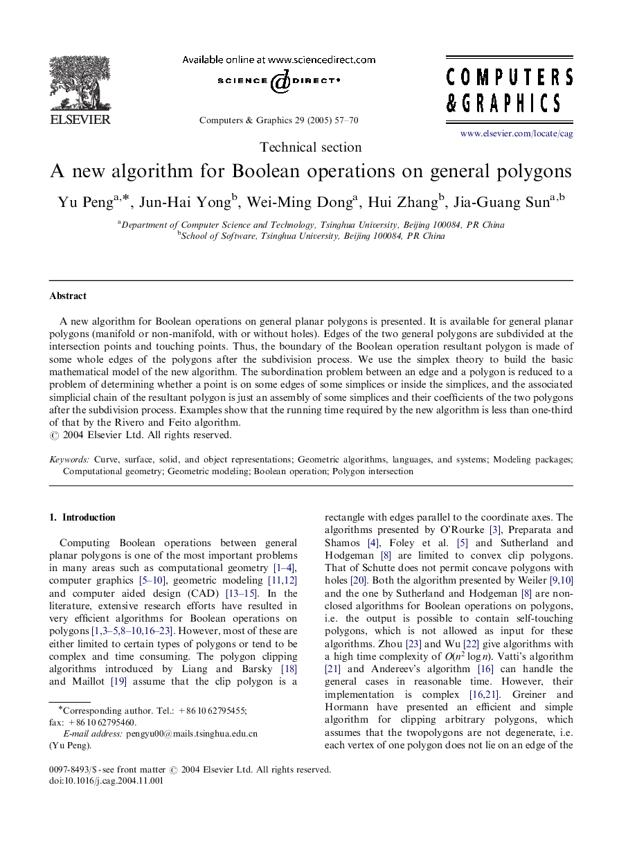 A new algorithm for Boolean operations on general polygons