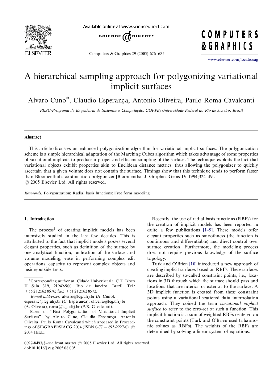 A hierarchical sampling approach for polygonizing variational implicit surfaces