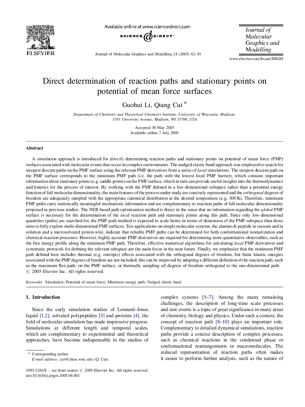 Direct determination of reaction paths and stationary points on potential of mean force surfaces