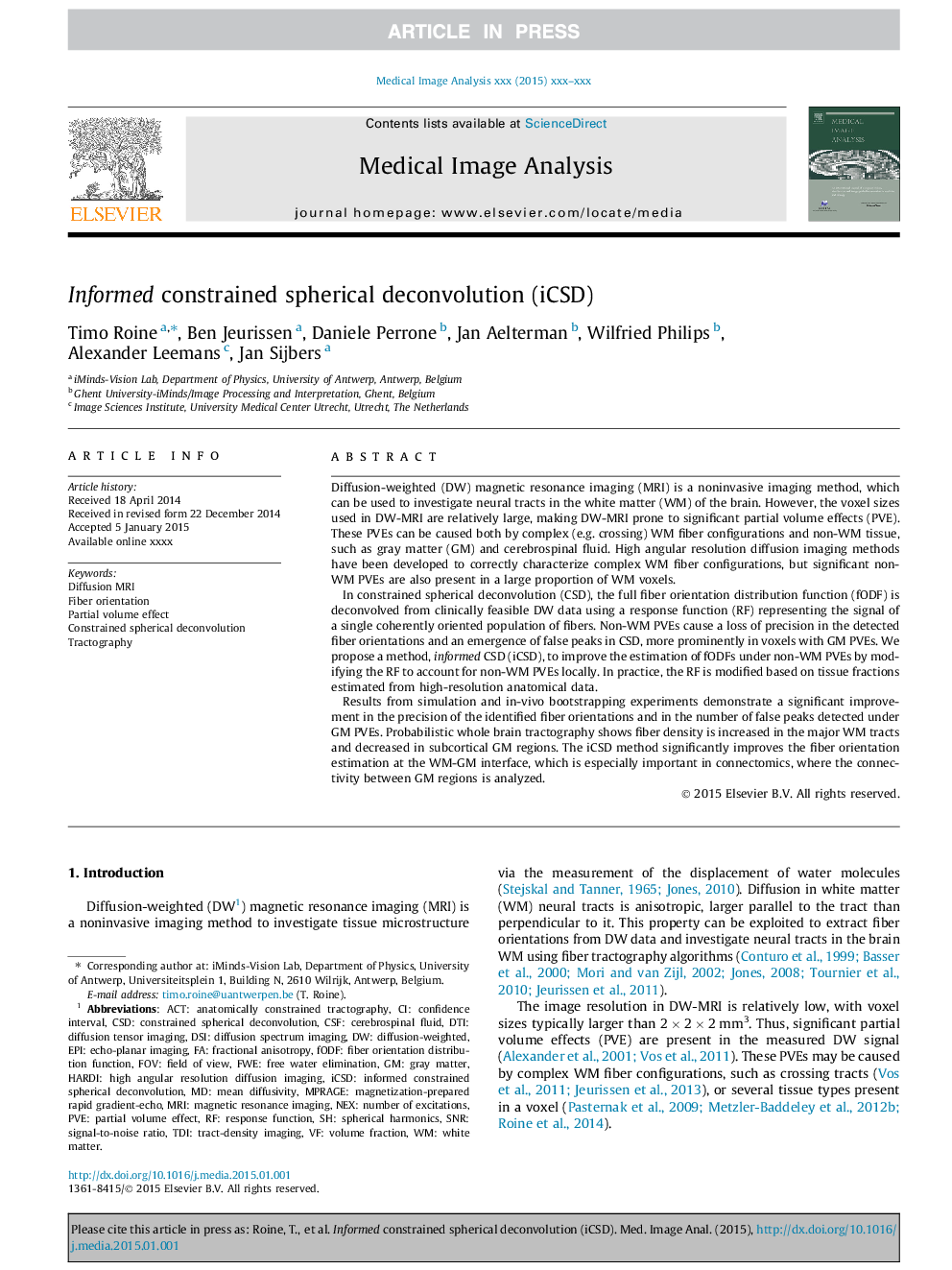 Informed constrained spherical deconvolution (iCSD)