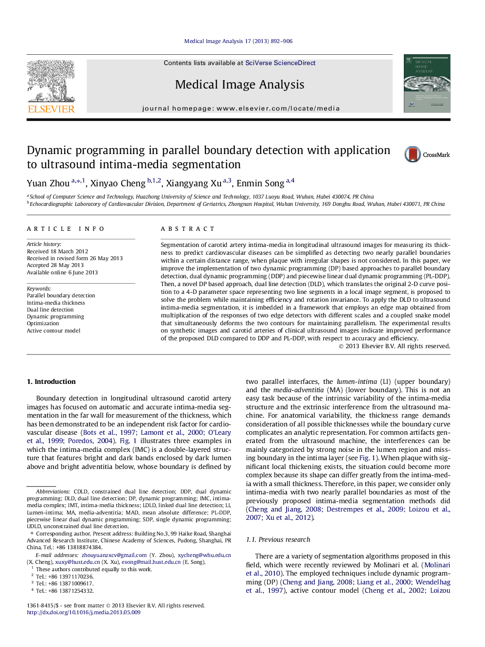 Dynamic programming in parallel boundary detection with application to ultrasound intima-media segmentation