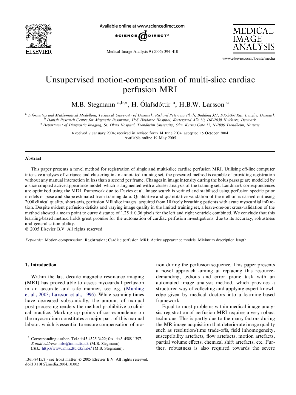 Unsupervised motion-compensation of multi-slice cardiac perfusion MRI