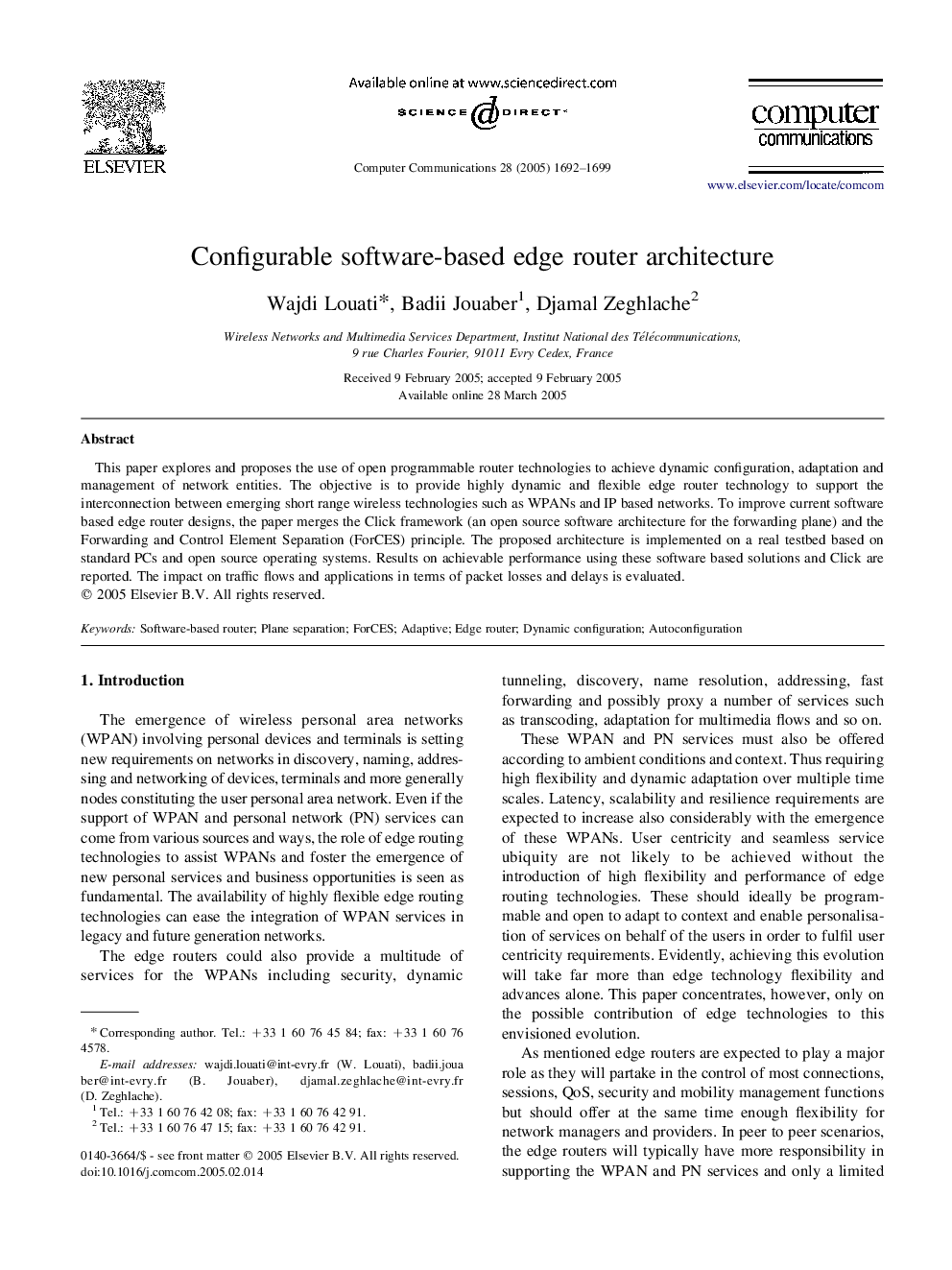 Configurable software-based edge router architecture