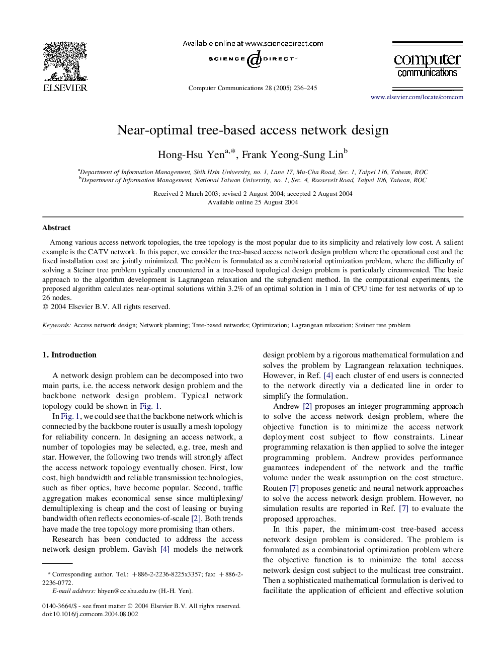 Near-optimal tree-based access network design