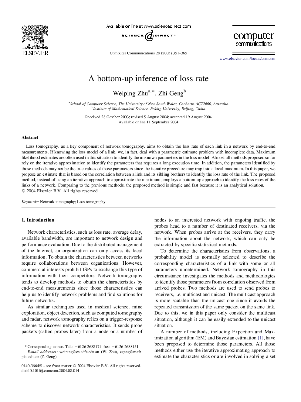 A bottom-up inference of loss rate