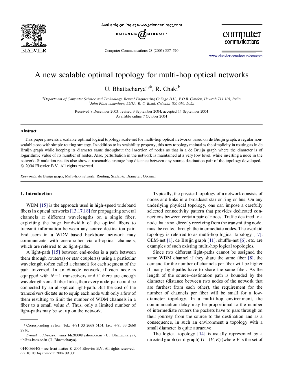 A new scalable optimal topology for multi-hop optical networks