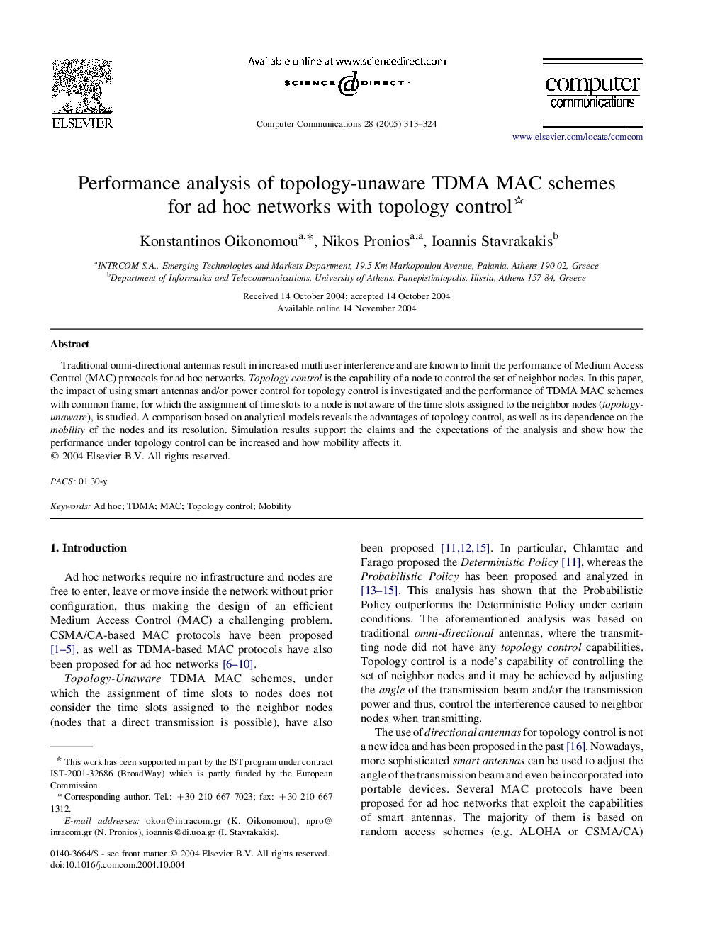 Performance analysis of topology-unaware TDMA MAC schemes for ad hoc networks with topology control