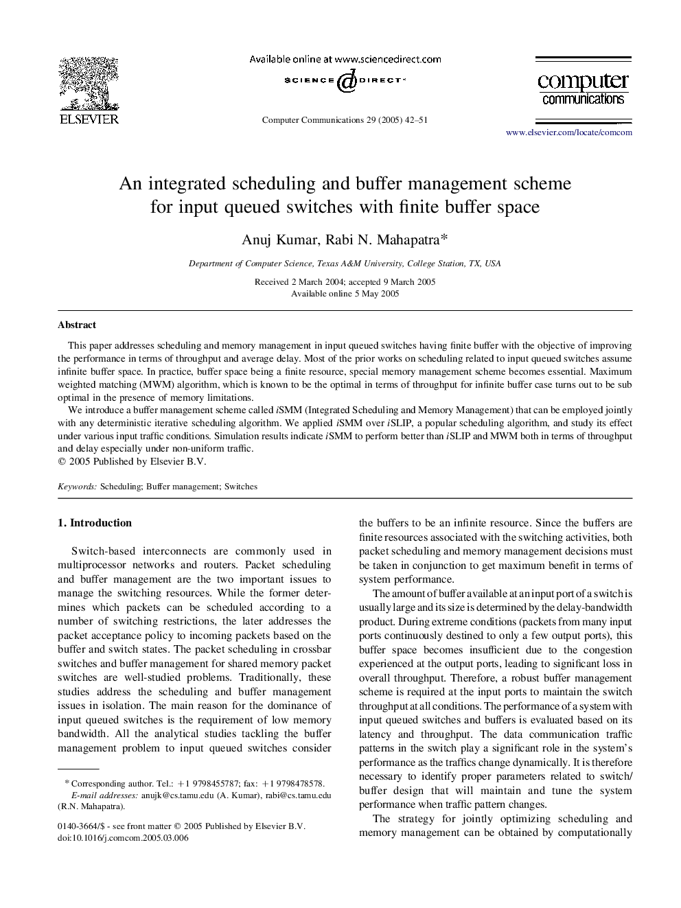 An integrated scheduling and buffer management scheme for input queued switches with finite buffer space