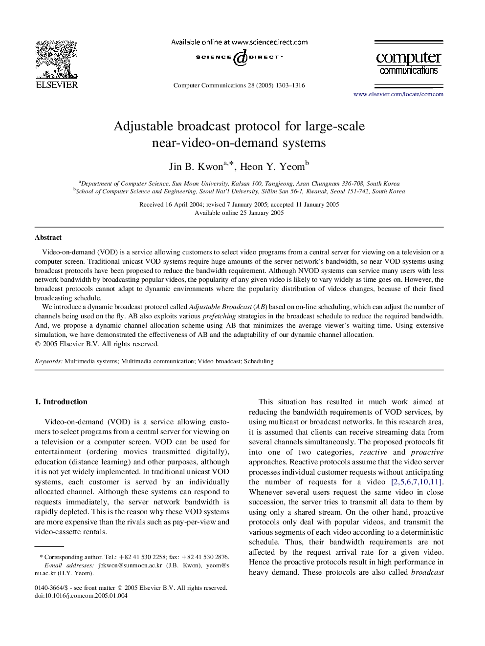 Adjustable broadcast protocol for large-scale near-video-on-demand systems