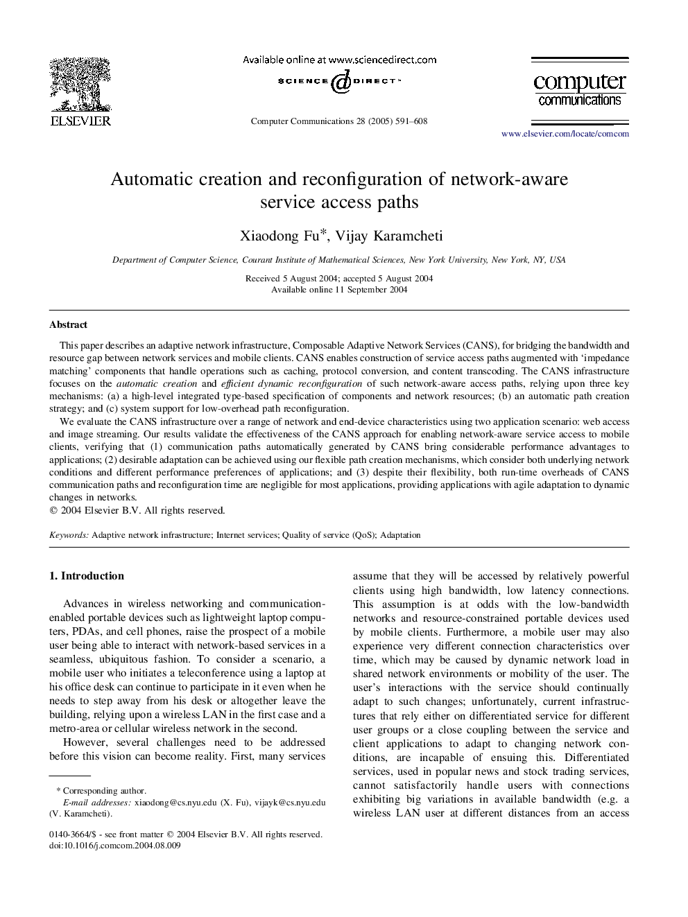 Automatic creation and reconfiguration of network-aware service access paths