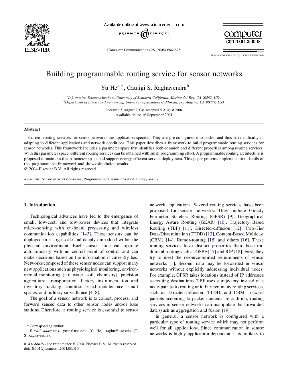 Building programmable routing service for sensor networks