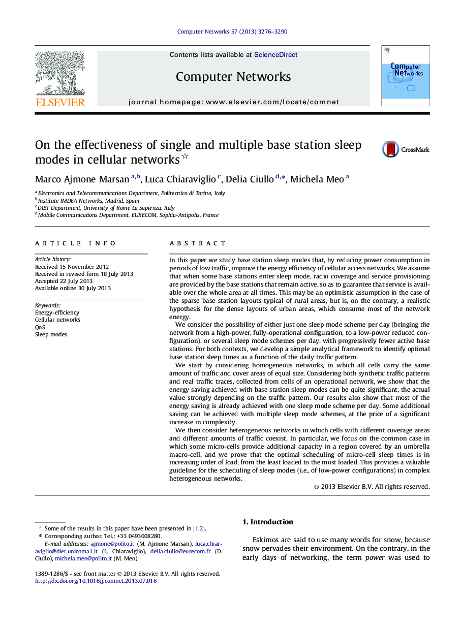 On the effectiveness of single and multiple base station sleep modes in cellular networks